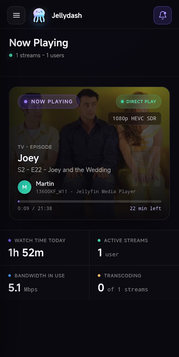Jellydash installed as an app on Android